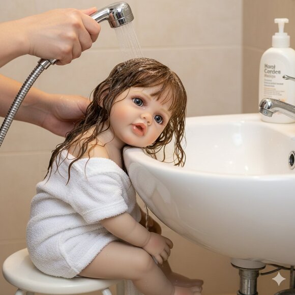 55 cm Babylistic Soft Silicone Vinyl Reborn Doll with rooted hair, eyes, nails - Picture 8 of 10